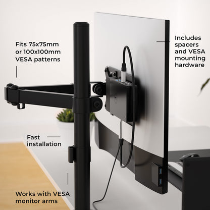 HumanCentric Monitor Arm VESA Mount Extension Compatible with Dell Docking Station WD19, W19TB, WD19DC, and WD15, Adapter for Dell Docking Station Arm Mounting Bracket, Compare MK15 Mount Kit
