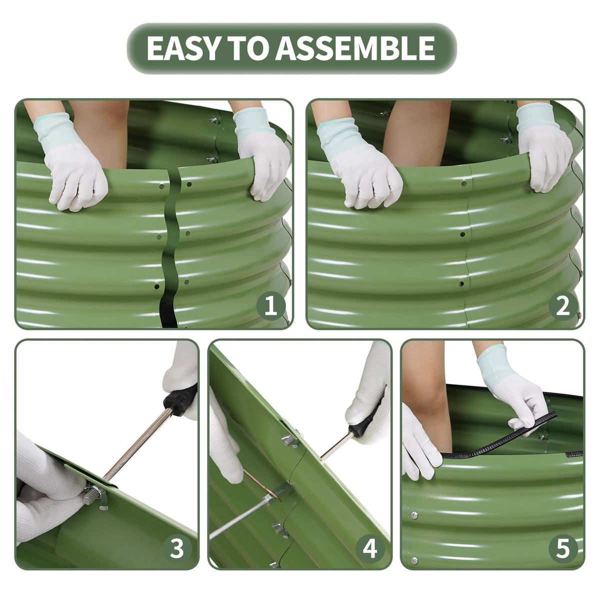 1MORE Galvanized Raised Garden Bed- Planter Garden Boxes Outdoor, Raised Beds for Gardening, 4x2x1.4ft Metal Garden Bed Kit for Vegetables Flower, Planter Raised Bed with Protective Tape & Tools.Green