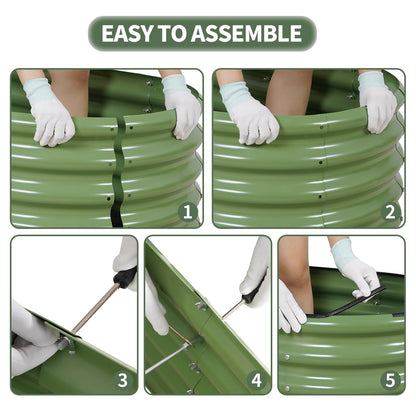1MORE Galvanized Raised Garden Bed- Planter Garden Boxes Outdoor, Raised Beds for Gardening, 4x2x1.4ft Metal Garden Bed Kit for Vegetables Flower, Planter Raised Bed with Protective Tape & Tools.Green