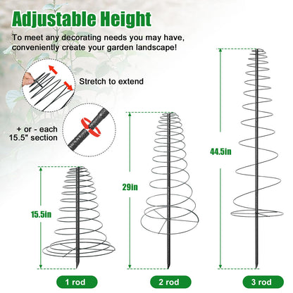 Spiral Frame Trellis for Climbing Plants Outdoor Indoor - 44" Adjustable Heavy Duty Metal Garden Plant Support with Anti-Wobble Screws,for Pole Beans,Tomato, Sweet Pea,Clematis,Potted Plants,Vine