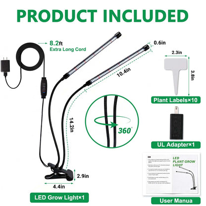 TOEKSIX Full Spectrum 84 LED Grow Light for Indoor Plants, 6500K Plant Light with 4/8/12/18H Timer, 10 Dimmable Levels & 3 Modes, Clip-On with UL Adapter & 8.2FT Long Cord