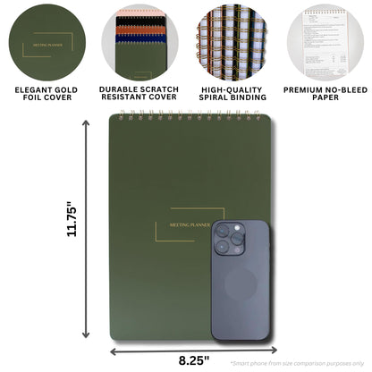 Merely Home | Meeting Notebook for Work | 8.25" x 11.75" | Project Planner | Simple Design | Multiple Layouts | Office and Business Planner (Pink, Meeting Planner - Portrait)