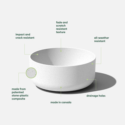 Veradek Mason Series Kona Bowl Planter - Round Planter for Indoor or Outdoor Tabletop/Balcony | Durable Plastic-Stone Composite Material | Modern Décor for Flowers, Succulents, Small Plants