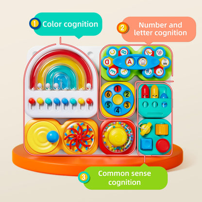 auby Busy Board 3.0 Detachable & Assemblable Educational Sensory Toy for Toddlers 1-6 – Portable Learning Activity Board with 7 Travel-Friendly Tools, Fine Motor Skills Development