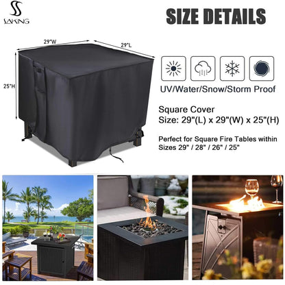 Saking Fire Pit Cover, 28 inch Firepit Covers Square Gas Fireplace Fire Pit Table Cover for Propane Fire Pit- 28 X 28 inch