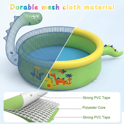Tasdurian Dinosaur Inflatable Kiddie Pool Splash Pads for Toddlers Kids Splash Pads with Sprinkler Outdoor Blow up Mat Baby Dinosaur Play Swimming Pool for Backyard Garden, 69 x 24 in