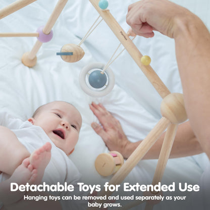 PlanToys® Play Gym Wooden Baby Activity Toy in Pastel Colours | Montessori Sensory Play for Motor Skills, Coordination & Focus | Eco-Friendly Developmental Gym