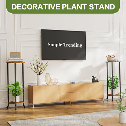 Simple Trending Plant Stand Indoor Outdoor, 29.4” Tall Flower Storage Plant Shelf Set of 2, Round Corner Display Rack for Balcony Garden Patio Living Room