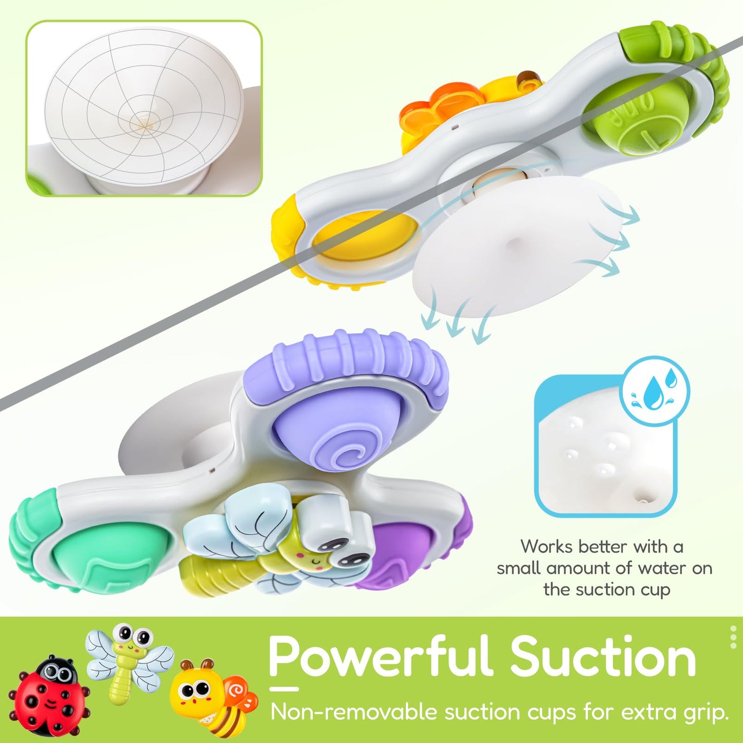 ALASOU 3PCS Pop Suction Cup Spinner Sensory Airplane Travel Toys for 1 Year Old Boy Girl Infant Toddlers|Novelty Spinning Tops 12 18 Months|1 2 Year Old Boy Birthday Gift|Baby Bath Toy Kids Ages 1-3