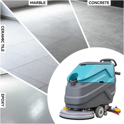 KARHDIR 22" Floor Scrubber Machine Cordless Walk Behind Scrubber with 31.5" Suction Width 32000 Sqft/h 5 Hours Runtime,for Garage Shop Warehouse Epoxy Floors, Batteries & Brushes Included