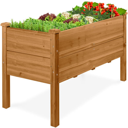 Best Choice Products 48" x 24" x 30" Raised Garden Bed with Extra Deep 16" Depth, Elevated Wood Planter Box Stand for Backyard, Patio, Balcony, Natural Fir Wood - Acorn Brown