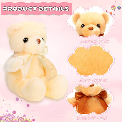 Skylety 10 Pcs 12 Inch Bears Bulk Stuffed Animals Soft Gift Plush Bears Toy with Ribbon Bow for Birthday Baby Shower Wedding Graduation Party Favor(Vivid Colors)