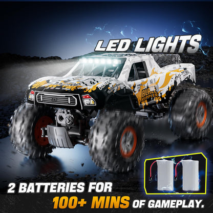 1:10 Amphibious Remote Control Car, 2.4 GHz Waterproof Monster Truck Toys RC Cars, 4WD All Terrain Off-Road Pickup RC Trucks , 2 Batteries 60Mins Play, Kids Toy Gift for Adults Kids Boys Girls