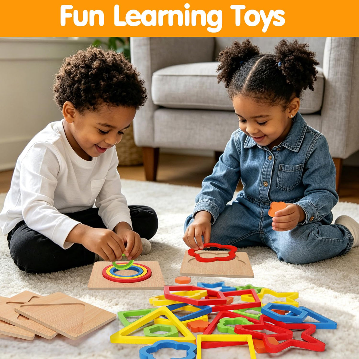 Toddler Puzzles Montessori Toy Wooden Shape Sorting Puzzle Sensory Toy Toddler Activities Preschool Learning Educational Autistic Developmental 1 2 3 Year Old Girl Boy 1-3 Dementia Game Easter Gift