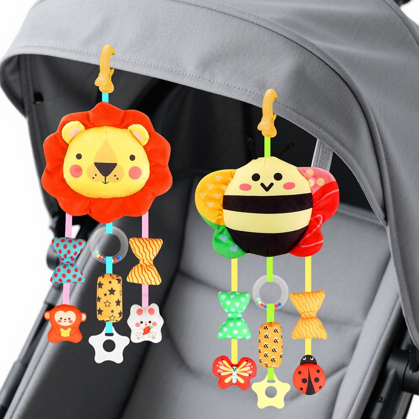 MokukuToys Baby Toys for 0 3 6 9 12 Months, Plush Animal Sensory Hanging Rattle,Newborn Interactive Soft Toys for Baby,Car Seat Stroller Toys Gift for Infant Boy Girl