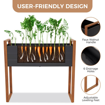 Grand patio Raised Garden Bed with Legs, Metal Elevated Planter Box with Woodgrain Finish, 39×15×36 Inch Outdoor Raised Garden Planter for Vegetables Flowers Fruits Herb, 660lb Capacity