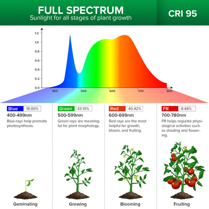 SANSI Grow Lights for Indoor Plants, 35W Wall Mounted Grow Light Full Spectrum, LED Plant Lights for Indoor Growing, High PPFD with 4-Level Dimmer, Auto On Off 4/8/12 Hrs Remote for Greenhouse Seed