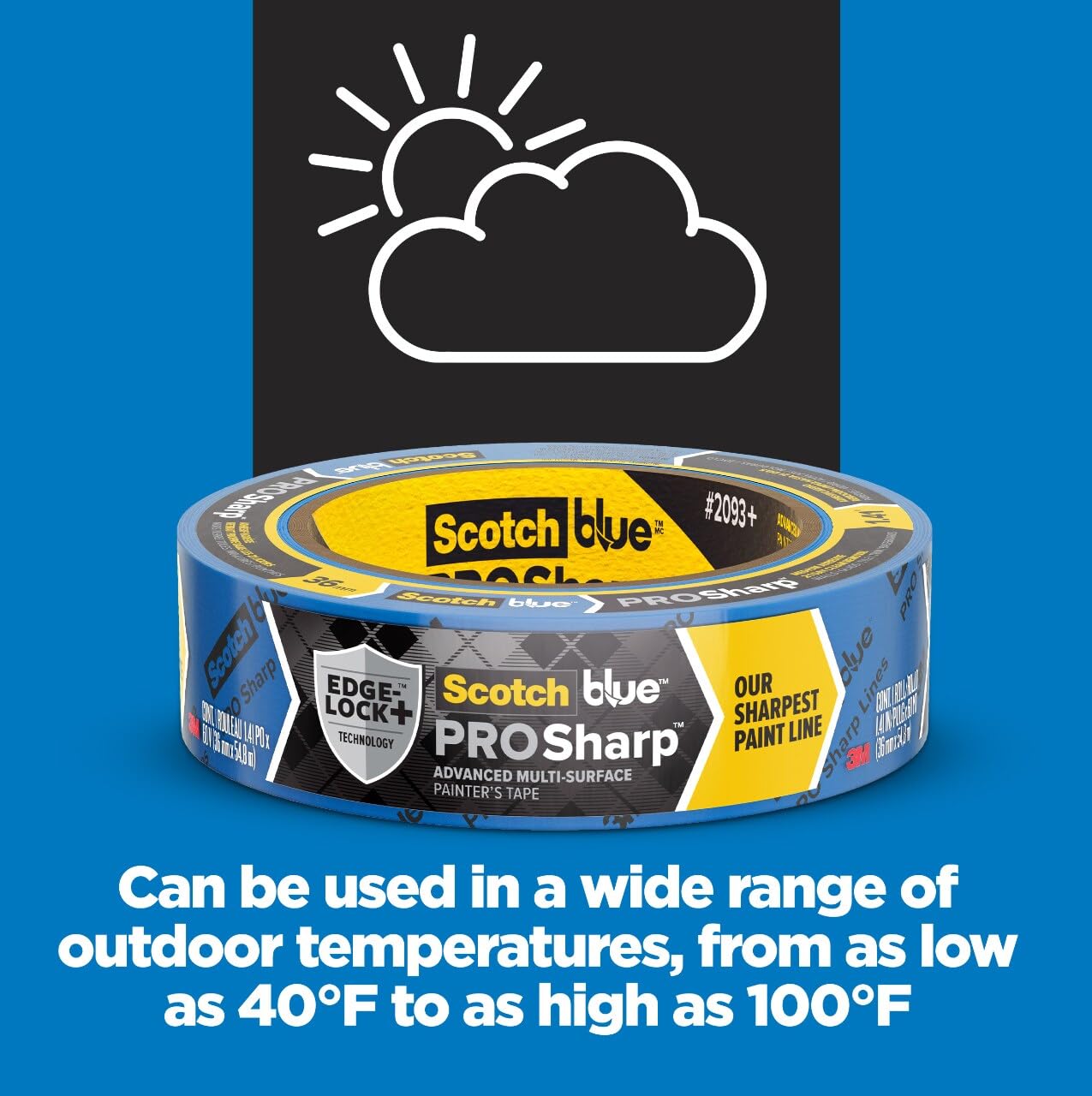 ScotchBlue PROSharp Painter's Tape 1.5 Inch Wide (1.41 in x 60 yd) 3 Rolls Blue Tape Protects Surfaces and Removes Easily, Edge-Lock Tape for Indoor and Outdoor Use (2093+-36AC3)
