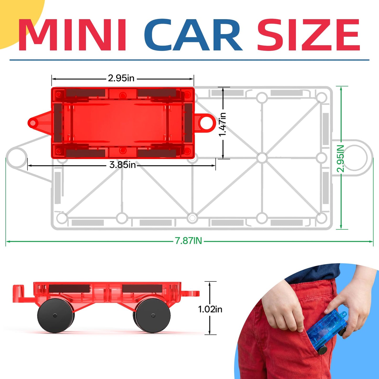 8PCS Magnetic Tiles Mini Cars Construction Set Compatible with Mini & Major Tiles, Magnet Car Easter Toys for 3+ Year Old Boys Girls Kids,STEM Educational Portable Travel Toys for Airplane,Car Play