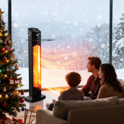 1500W Electric Patio Heater, 36inch Infrared Heater with Remote, IPX5 Waterproof Infrared Tower Space Heater, 2 Heat Levels, 12H Timers, Tip-Over & Overheat Protection for Garage, Indoor, Home