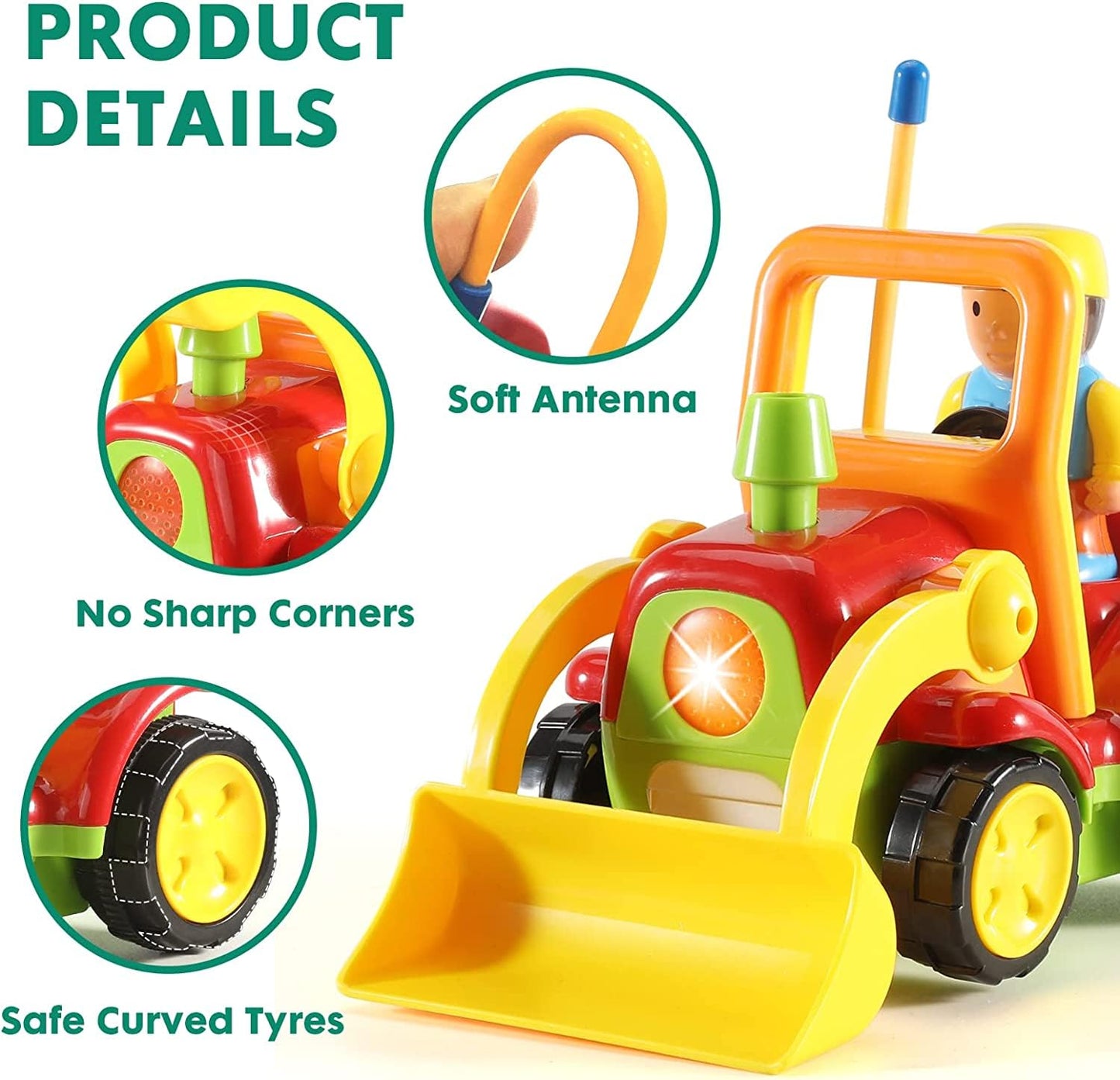 Haktoys Remote Control Bulldozer Toy for Toddlers – Easy RC Construction Tractor with Blade for Boys & Girls Ages 18 Months and Up | First Remote Control Vehicle for Kids