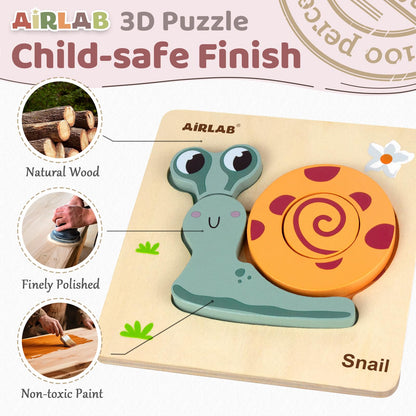 Wooden Toddlers Puzzles Animals Shape Puzzle Educational Toys Gift for Boys Girls Baby Travel Daycare Portable Toy with Drawstring Bag Pack of 4