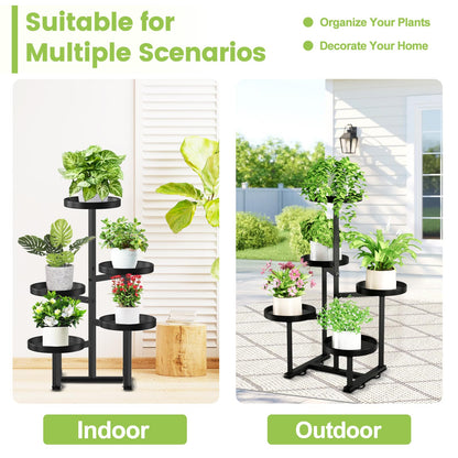 jsyonii 5 Tier Metal Plant Stand Indoor, Tiered Corner Plant Holders for Multiple Plants, 27 Inch Tall Flower Pot Holde Display Stand for Patio Garden Living Room Balcony Bedroom, Black