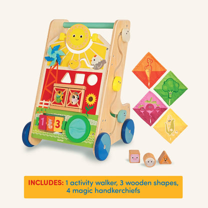 Battat – Wooden Activity Walker – 9 Educational Activities – Learning & Walking Toy for Toddlers – Stand, Push, Walk – 1 Year + – Farm Theme