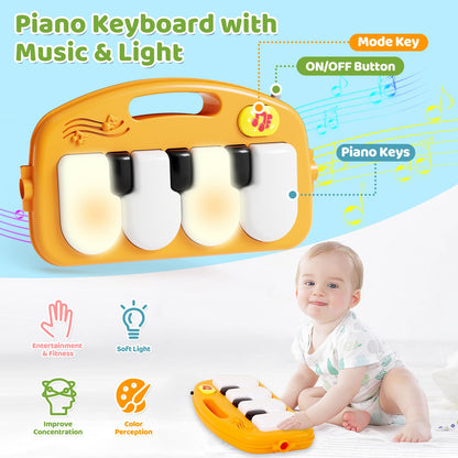 Baby Gym Play Mat with Walker, 2 IN 1 Kick and Play Piano Activity Center with Light & Music, Tummy Time Mat & Baby Push Toys for 0-6 12-18 Months, Sit-to-Stand Learning Walker for Infant Toddler Gift