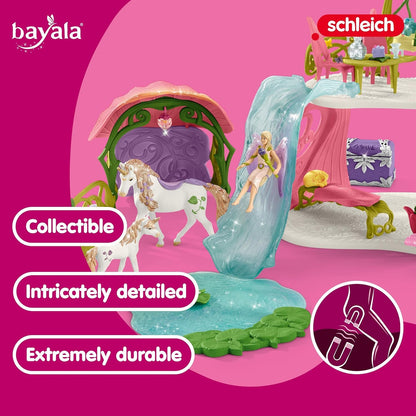 Schleich Bayala - 71 PC Glittering Flower House Playset with Fairy Figure, 2 Cute Unicorn Toys and Fairy Dollhouse Accessories for Girls and Boys - Fantasy Figurine Animal Set for Kids Ages 5+ | 42445