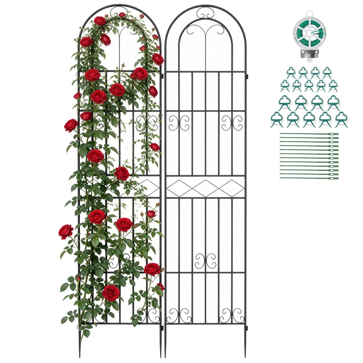 Suteck Garden Trellis for Climbing Plants Outdoor, 87" H x 20" W, 2 Pack Metal Garden Trellis with Rustproof Powder-Coated, Rose Trellis for Patio Lawn Yard, Flower & Vegetable Support