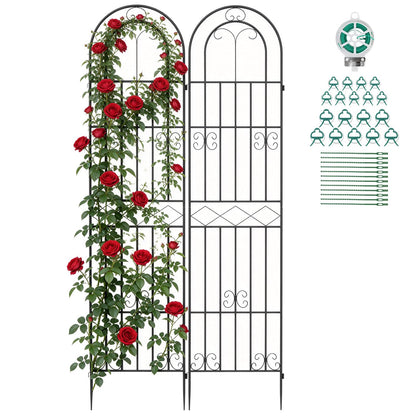 Suteck Garden Trellis for Climbing Plants Outdoor, 87" H x 20" W, 2 Pack Metal Garden Trellis with Rustproof Powder-Coated, Rose Trellis for Patio Lawn Yard, Flower & Vegetable Support
