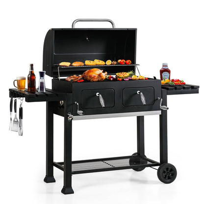 MFSTUDIO Multifunctional Extra Large 49 Inch BBQ Charcoal Grills with Temperature Control, Side Table and Easy Clean Ash Tray, Barrel Barbecue Grill for Multiple-family Household and Friends Party
