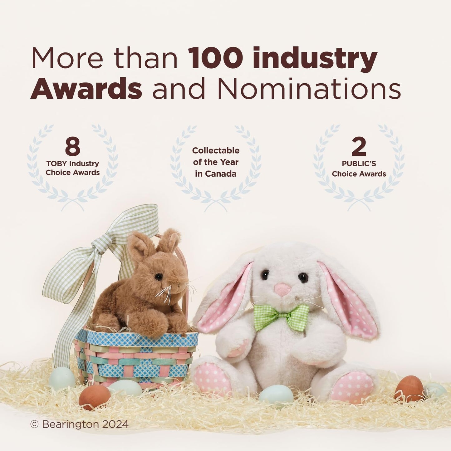 Bearington Bunny Plush Stuffed Animal - 10" Soft Taupe and White Rabbit Toy with Fluffy Fur and Long Ears - Cute Easter Bunny Plushie Gift for Kids, Toddlers, and Babies - Soft Rabbit Toy for Spring