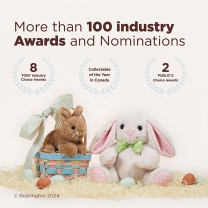 Bearington Bunny Plush Stuffed Animal - 10" Soft Taupe and White Rabbit Toy with Fluffy Fur and Long Ears - Cute Easter Bunny Plushie Gift for Kids, Toddlers, and Babies - Soft Rabbit Toy for Spring