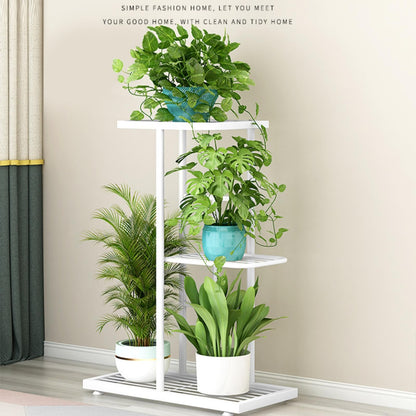 CiCixixi Plant Stand Metal 3 Tier 4 Potted Multiple Flower Pot Holder Shelf Indoor Outdoor Planter Display Shelving Unit for Patio Garden Corner Balcony Living Room (White)