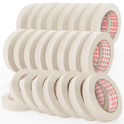 DAPST Masking Tape, General Purpose Beige White Paniters Tape for Painting, Home, Office, School Stationery, Arts, Crafts, 1 Inch x 55 Yards, 24 Rolls (1320 Total Yards)