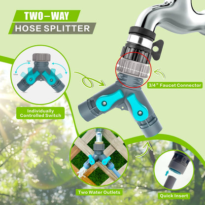 Drip Irrigation System Kit 230FT - Automatic Watering System with Quick Connector, Complete Water Irrigation System for Garden Lawn with 12mm 6mm Irrigation Tubing Adjustable Emitters