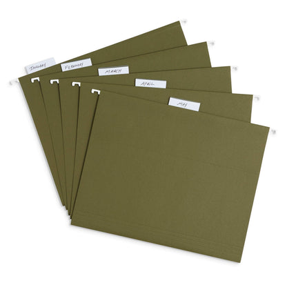 Blue Summit Supplies Hanging File Folders, 75 Pack, Reinforced Hanging Folders Letter Size, Standard File Folders for Filing Cabinet, Hanging File Organizer, Green