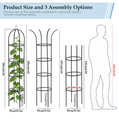 DEVISEFUN 100% Metal Trellis for Climbing Plants Outdoor 6.6ft 1PK,Garden Obelisk Trellis for Potted Plants Indoor with Ties and Butterflies,Plant Support for Clematis Tomato Cucumber Ivy Rose