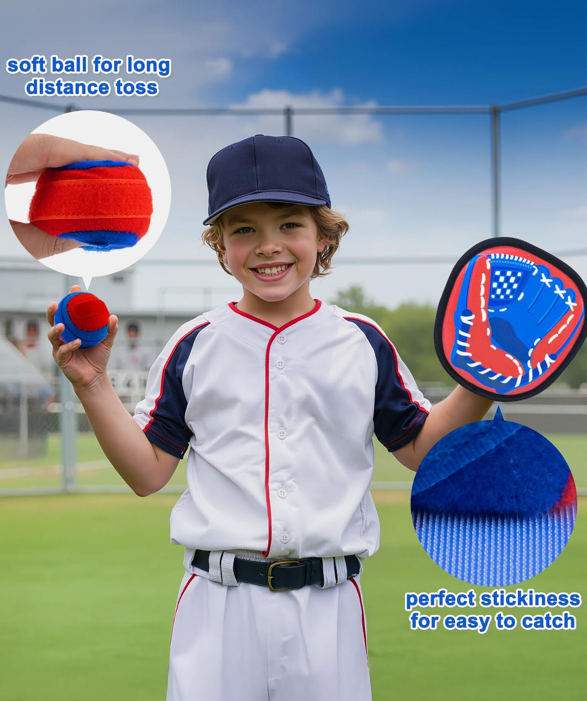 Qrooper Toss and Catch Game Ball Set Toddler Toys for 3 4 5 6 7 8 Year Old Boys Girls Birthday Gift, Yard Games Pool Outdoor Beach Toys for Kids Ages 4-8 Baseball Glove
