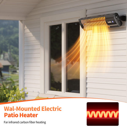 Outdoor Heater for Patio, 1500W Wall-Mounted Heater, Patio Heaters for Outdoor Use, Waterproof, Carbon Fiber Tube, for Backyard Gazebo Garage Black