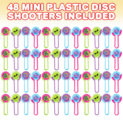 ArtCreativity Mini Disk Shooters, Set of 48, Flying Disc Toys for Kids in Assorted Designs, Cool Outdoor Toys for Boys and Girls, Goodie Bag Stuffers and Party Favors for Any Party Theme