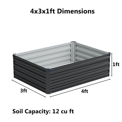 zunatu 4x3x1 ft(2 Pack) Galvanized Raised Garden Bed,Outdoor Planter Box Metal Patio Kit Planting Bed for Vegetables Flowers and Succulents,Black