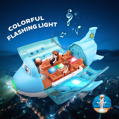 victob Toy Airplane for Kids - Toddler Toys Bump and Go Action Air Plane with LED Flashing Lights & Sounds, Birthday Easter Gifts for Boys Girls Ages 3-8 Year Olds (Blue)