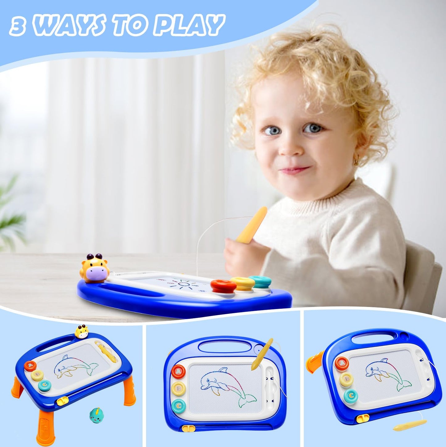 vusum Toddler Toys for 18M+ 2 3 Year Old Boys&Girls, Magnetic Drawing Doodle Board Kids Toy Etch A Pad Sketch,Toddle Boy Toy for Educational Learning of Age 18M+ 2 3 4 Boys & Girls Birthday