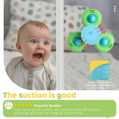 ALASOU 6 PCS Suction Cup Rotating Toys(3 Farm+3 POP) for Infant and Toddlers
