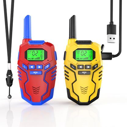 Walkie Talkies for Kids Toys Rechargeable, Long Range 2 Way Radios, Outdoors Park Hiking Road Trip Toys for 3-12 Year Old Boys, Birthday Xmas Gift for Kids, 2 Pack