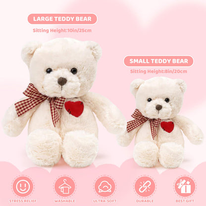 Riuhot Small Teddy Bear with Heart Cute Brown Teddy Bear Stuffed Animal Soft Stuffed Bear Plush Bear Plushie Toys Gifts for Girlfriend Boyfriend Kid