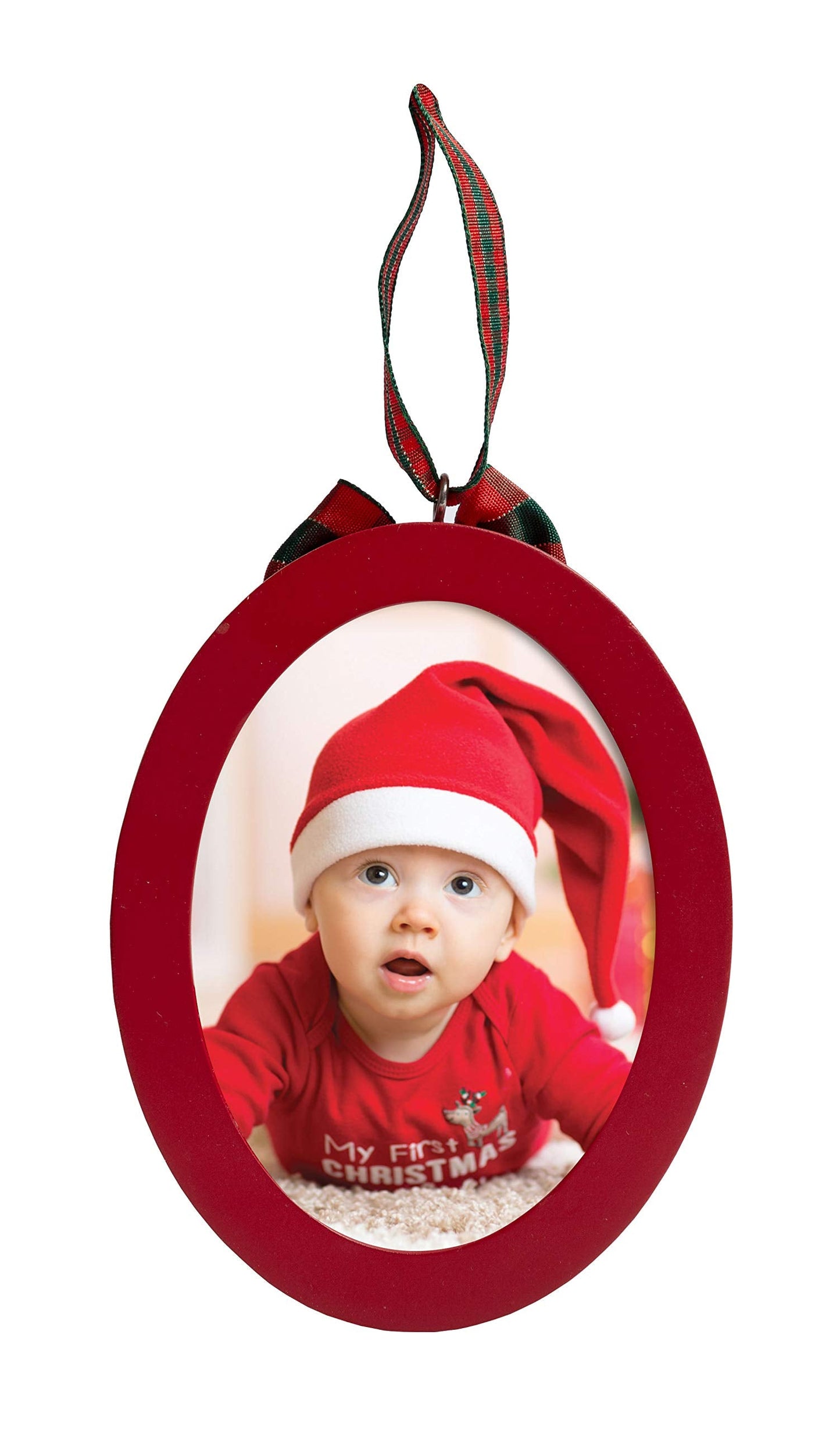 Pearhead Babyprints Double-Sided Christmas Photo Ornament with Clean Touch Ink Pad, Baby's First Christmas Holiday Keepsake Ornament, Newborn Handprint or Footprint Kit, 2 Sided, Red (Pack of 2)